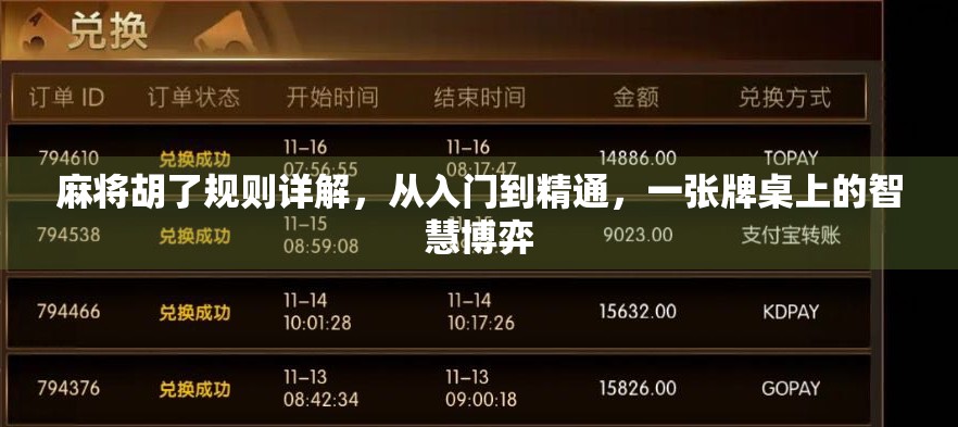 麻将胡了规则详解,从入门到精通,一张牌桌上的智慧博弈 麻将胡了规则详解,从入门到精通,一张牌桌上的智慧博弈