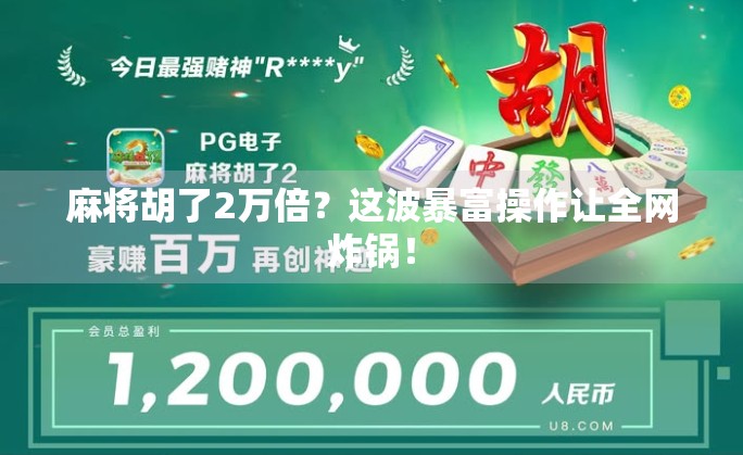麻将胡了2万倍？这波暴富操作让全网炸锅！